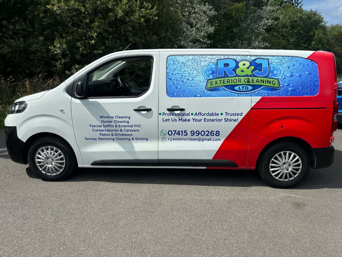 The R&J Exterior Cleaning van, kitted out and ready for work