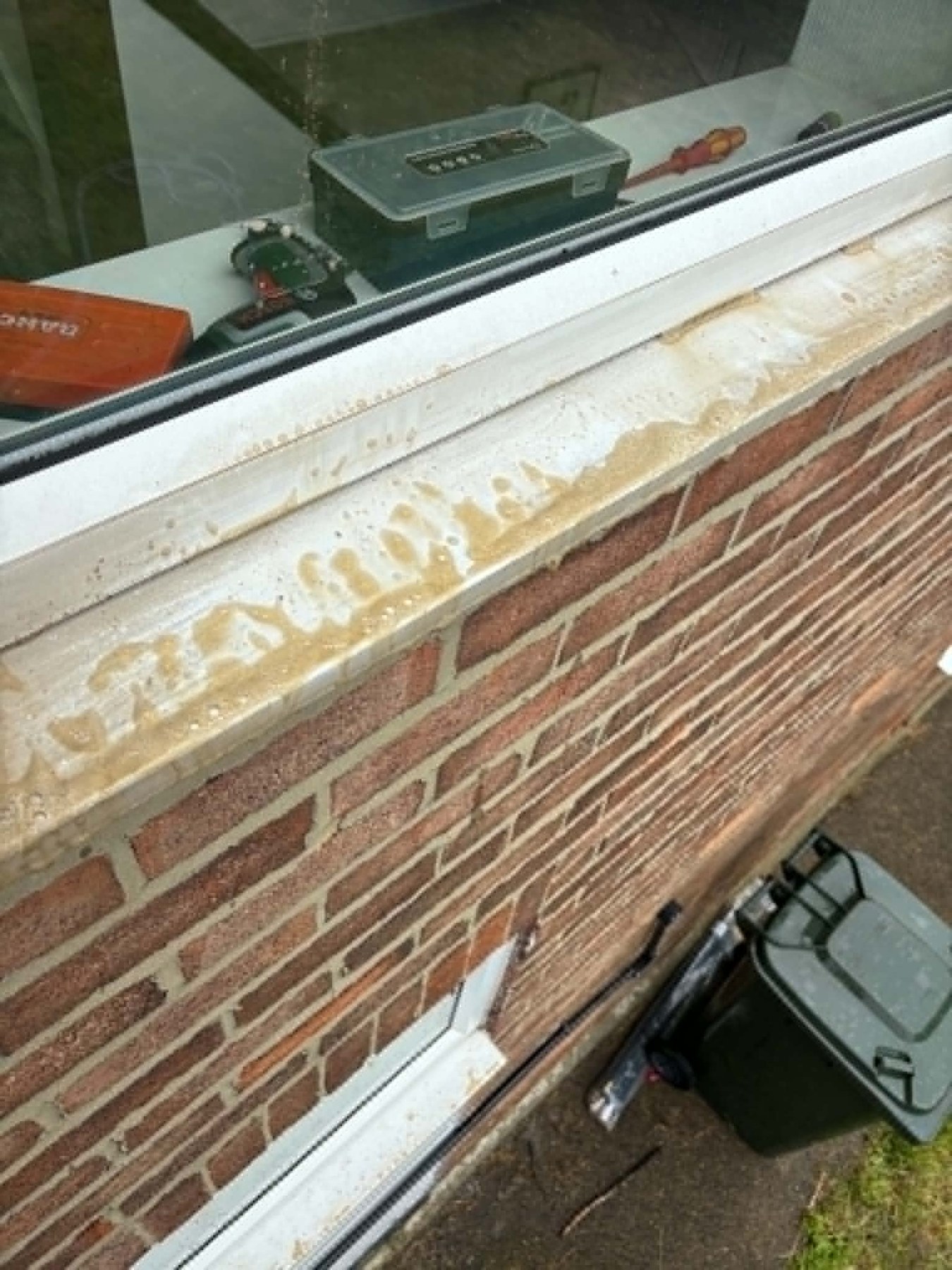 After — Foam treatment at work - years of grime lifting off the sills