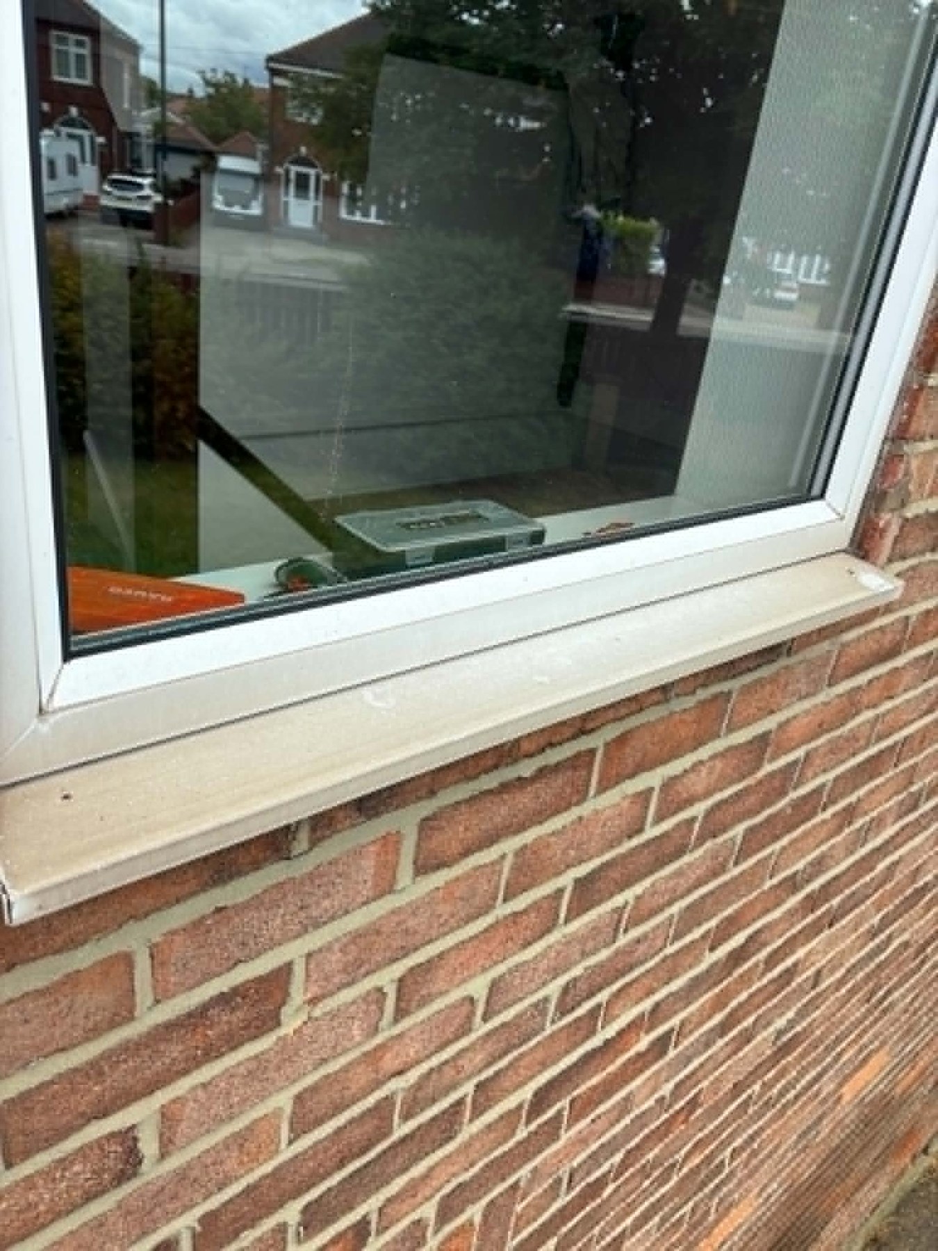 Before — Foam treatment at work - years of grime lifting off the sills